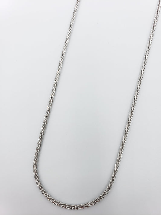14K Gold- Ultra Thin Solid Wheat Chain (White Gold)