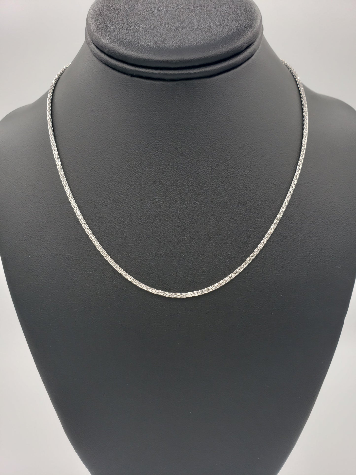 14K Gold- Ultra Thin Solid Wheat Chain (White Gold)