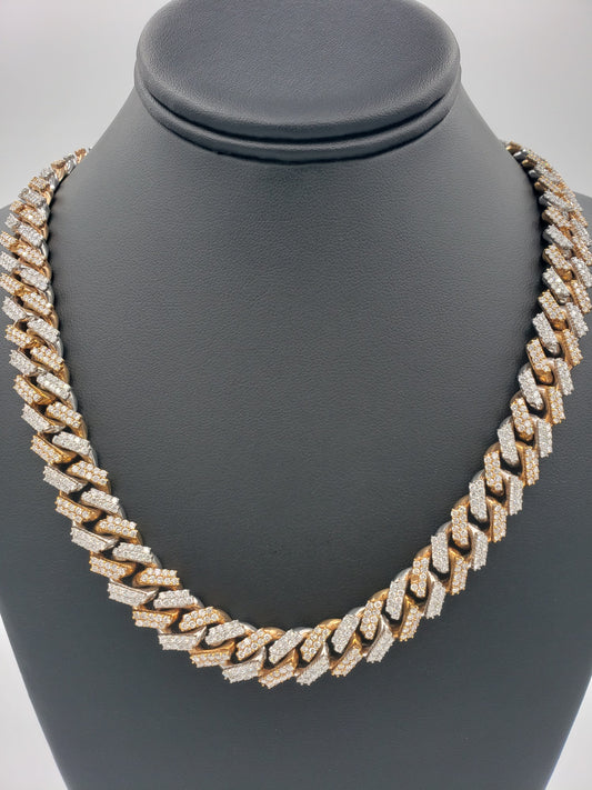 14K Gold- Diamond Miami Cuban Chain Tri-Color (264 Grams)