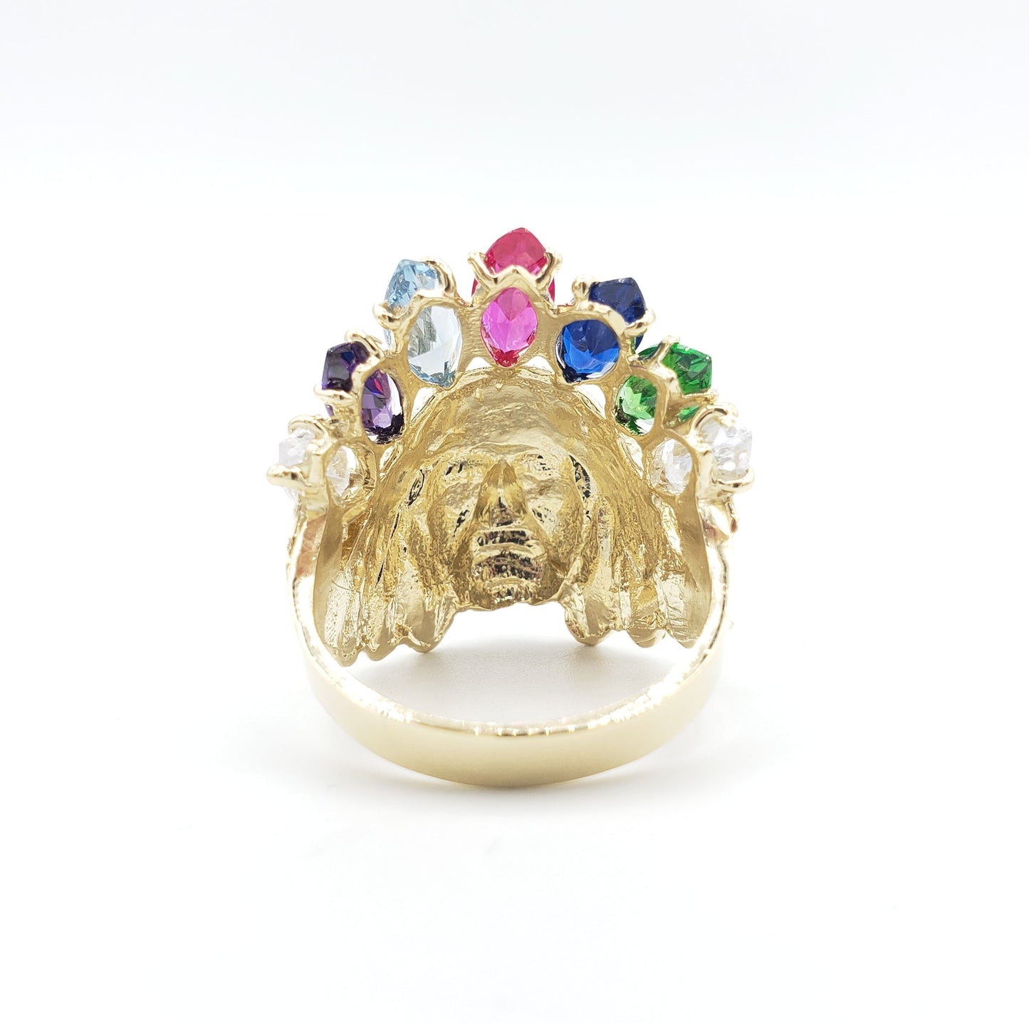14K Gold- Men's Indian Chief Head Ring | 14.0 Grams