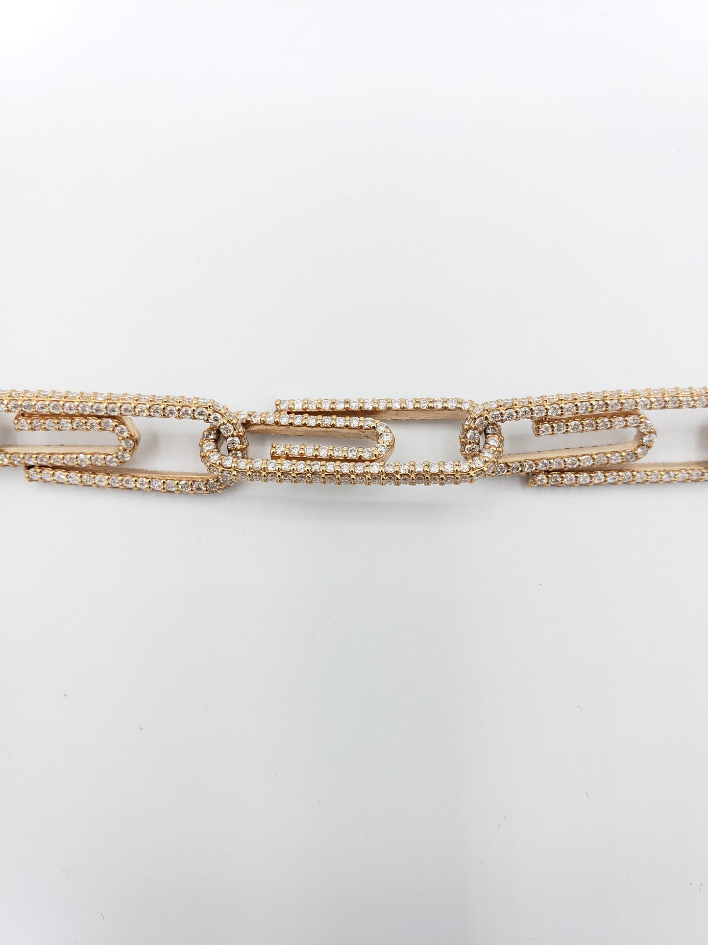 14K Rose Gold- Diamond Paperclip Chain 73.5 Grams