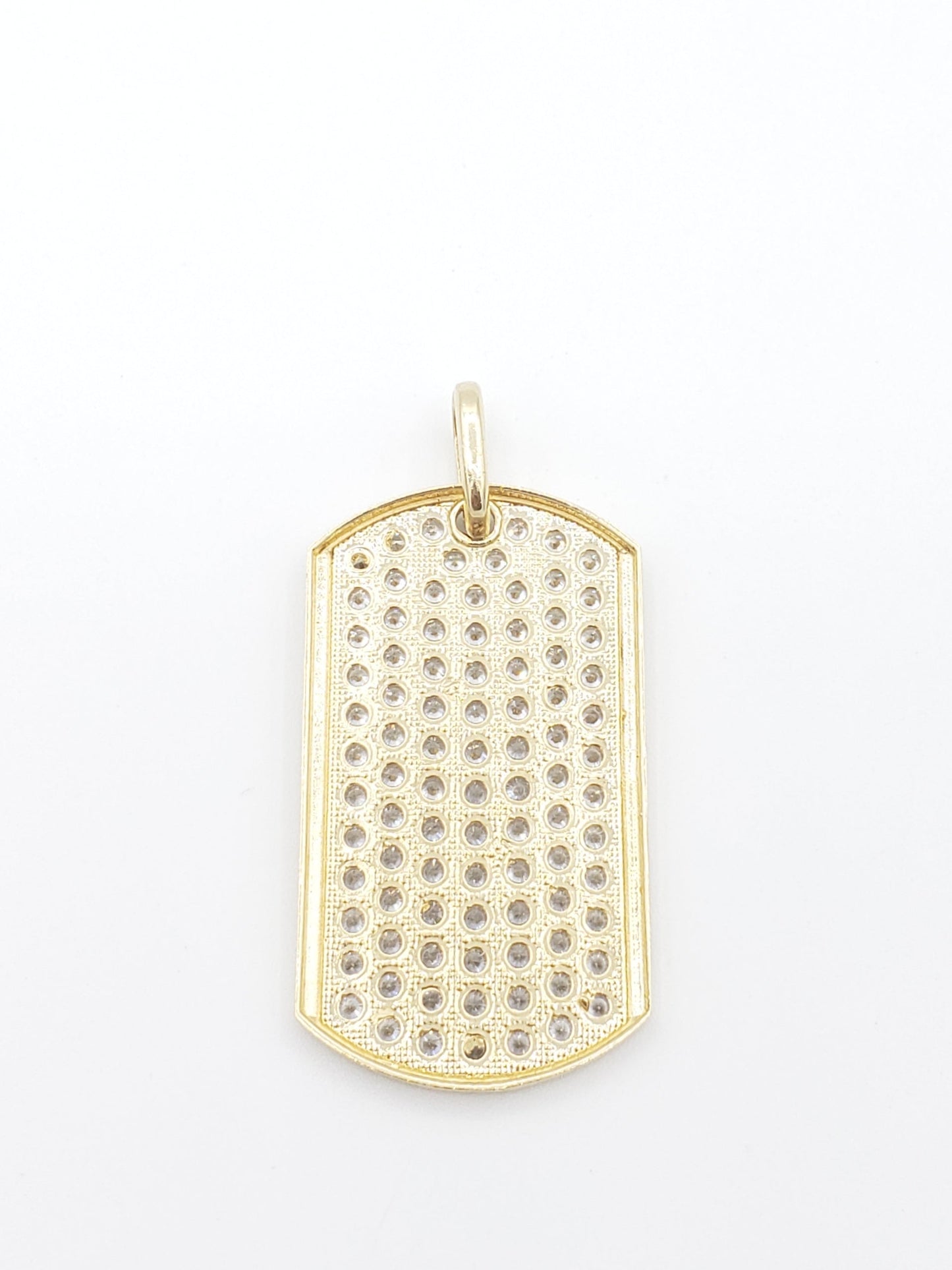 14K Gold- CZ Dog Tag Pendant
