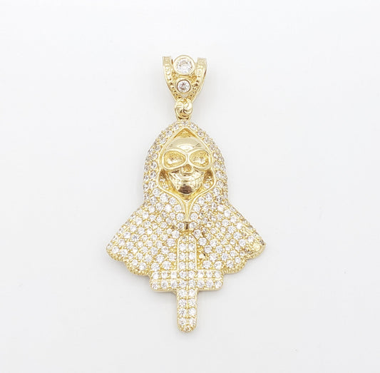 14K Gold- Skull Cross Pendant