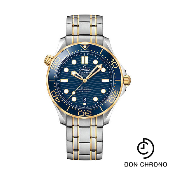 Omega Seamaster Diver 300M Co-Axial Master Chronometer Watch - 42 mm Steel And Yellow Gold Case - Unidirectional Bezel - Blue Ceramic Dial - 210.20.42.20.03.001