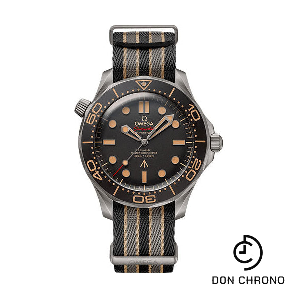 Omega Seamaster Diver 300M Omega Co-Axial Master Chronometer 007 Edition - 42 mm Titanium Case - Brown Dial - Striped Nato Strap - 210.92.42.20.01.001