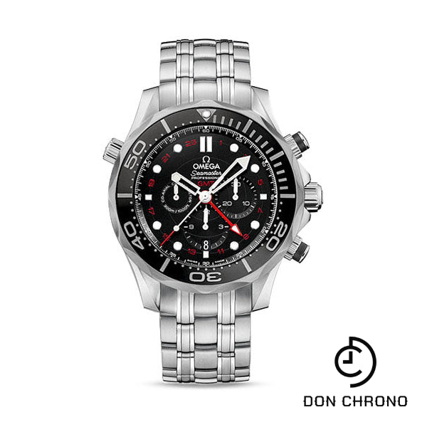 Omega Seamaster Diver 300 M Co-Axial GMT Chronograph Watch - 44 mm Steel Case - Matt Black Ceramic Bezel - Matt Black Dial - 212.30.44.52.01.001