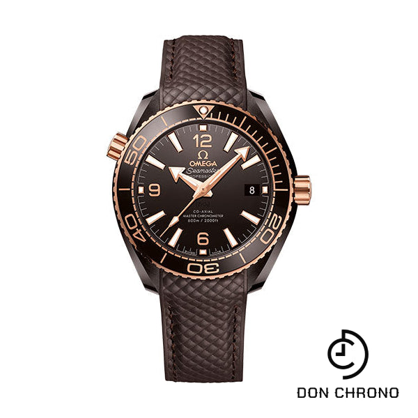 Omega Seamaster Planet Ocean 600M Co-Axial Master Chronometer Watch - 39.5 mm Brown Ceramic Case - Unidirectional Bezel - Brown Ceramic Dial - Quilted Brown Rubber Strap - 215.62.40.20.13.001