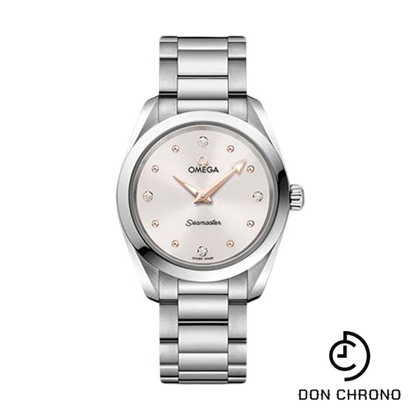 Omega Seamaster Aqua Terra 150M Quartz Watch - 28 mm Steel Case - Shimmer White Diamond Dial - 220.10.28.60.54.001