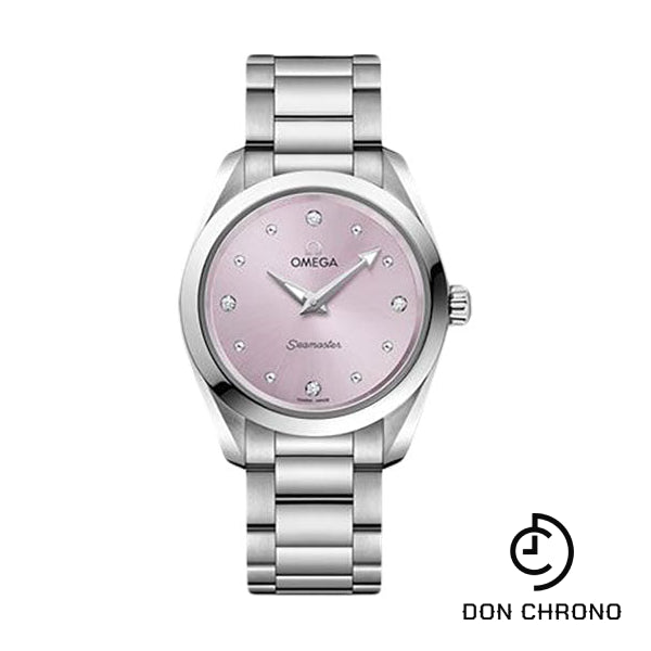 Omega Seamaster Aqua Terra 150M Quartz Watch - 28 mm Steel Case - Glossy Lilac Diamond Dial - 220.10.28.60.60.001