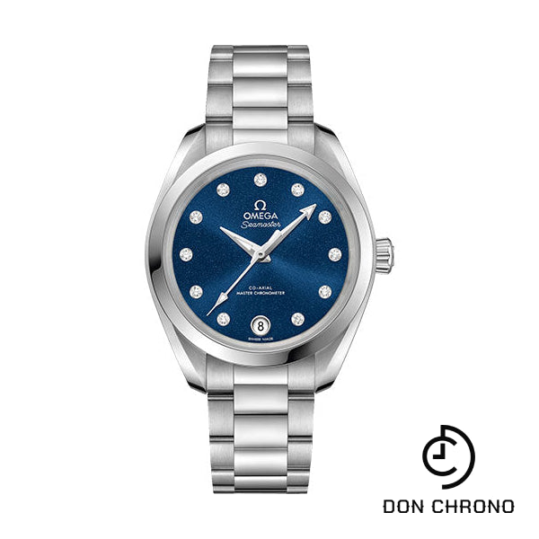 Omega Seamaster Aqua Terra 150M Co-Axial Master Chronometer Watch - 34 mm Steel Case - Glossy Midnight-Blue Diamond Dial - 220.10.34.20.53.001