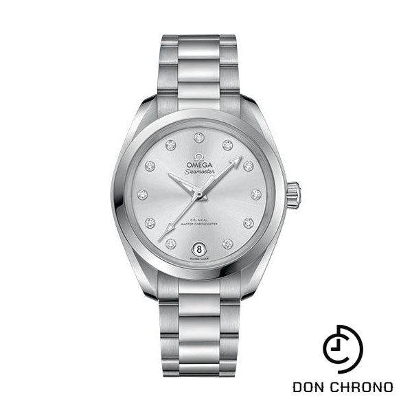Omega Seamaster Aqua Terra 150M Co-Axial Master Chronometer Watch - 34 mm Steel Case - Glossy Skin-Tone Diamond Dial - 220.10.34.20.60.001