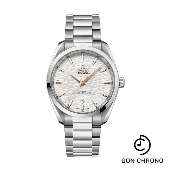 Omega Seamaster Aqua Terra 150M Co-Axial Master Chronometer Ladies Watch - 38 mm Steel Case - Waved Silvery Dial - 220.10.38.20.02.002