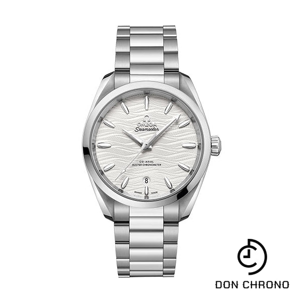 Omega Seamaster Aqua Terra 150M Co-Axial Master Chronometer Ladies Watch - 38 mm Steel Case - Waved Silvery Dial - 220.10.38.20.02.003