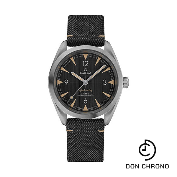 Omega Seamaster Railmaster Omega Co-Axial Master Chronometer Watch - 40 mm Steel Case - Vertically Brushed Black Dial - Two-Tone Grey Coated Nylon Fabric Strap - 220.12.40.20.01.001