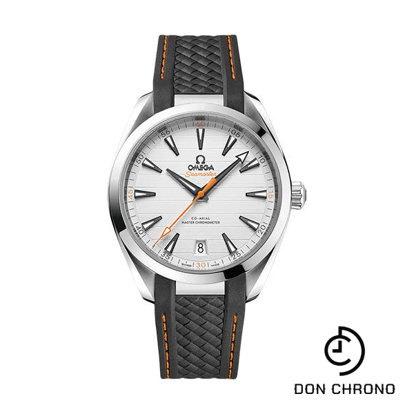 Omega Aqua Terra 150M Co-Axial Master Chronometer Watch - 41 mm Steel Case - Silvery Dial - Grey Structured Rubber Strap - 220.12.41.21.02.002
