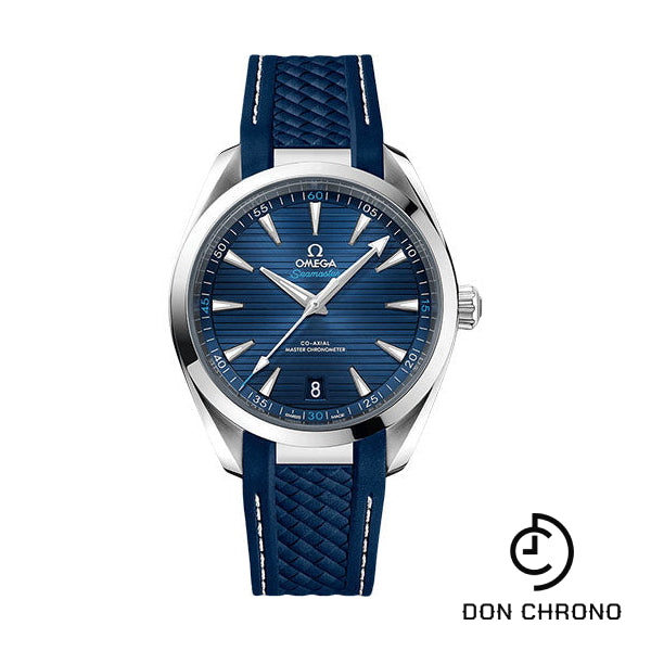 Omega Aqua Terra 150M Co-Axial Master Chronometer Watch - 41 mm Steel Case - Blue Dial - Blue Structured Rubber Strap - 220.12.41.21.03.001