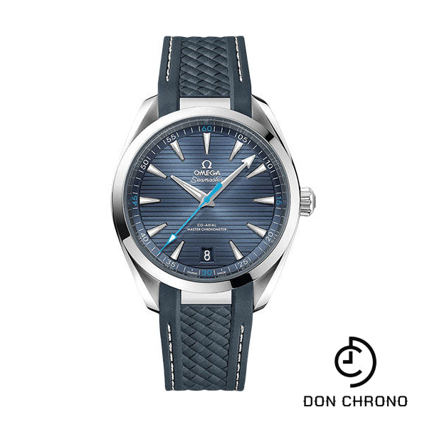 Omega Aqua Terra 150M Co-Axial Master Chronometer Watch - 41 mm Steel Case - Blue Dial - Grey Structured Rubber Strap - 220.12.41.21.03.002