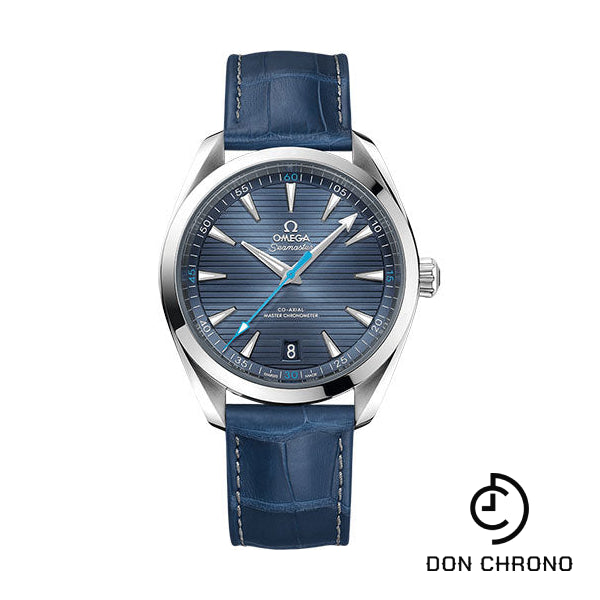 Omega Aqua Terra 150M Co-Axial Master Chronometer Watch - 41 mm Steel Case - Blue Dial - Blue Leather Strap - 220.13.41.21.03.002