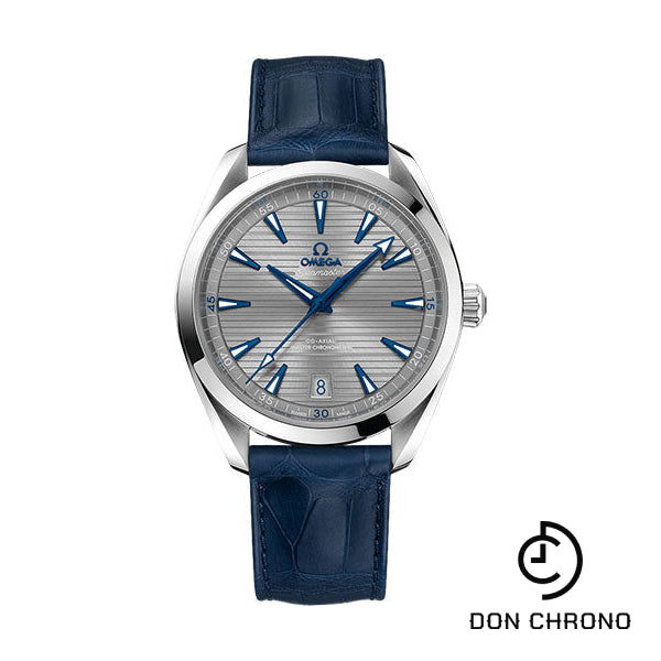 Omega Aqua Terra 150M Co-Axial Master Chronometer Watch - 41 mm Steel Case - Grey Dial - Blue Leather Strap - 220.13.41.21.06.001