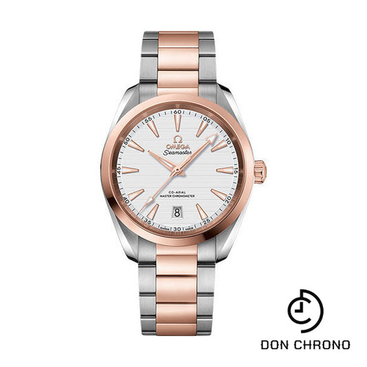 Omega Aqua Terra 150M Co-Axial Master Chronometer Watch - 38 mm Steel And Sedna Gold Case - Silvery Dial - Brushed And Polished Steel And Sedna Gold Bracelet - 220.20.38.20.02.001