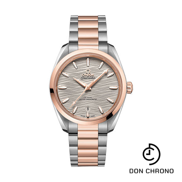 Omega Seamaster Aqua Terra 150M Co-Axial Master Chronometer Ladies Watch - 38 mm Steel And Sedna Gold Case - Waved Agate Grey Dial - 220.20.38.20.06.001