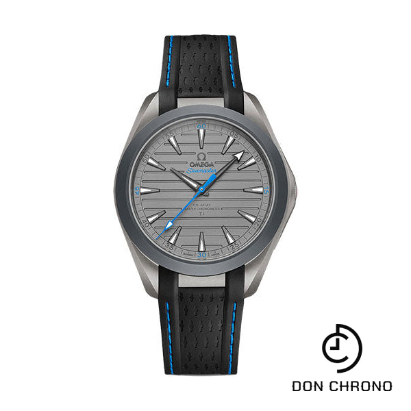 Omega Seamaster Aqua Terra 150M Omega Co-Axial Master Chronometer "Ultra Light" - 41 mm Titanium Case - Titanium Dial - Black And Blue Rubber Strap - 220.92.41.21.06.002