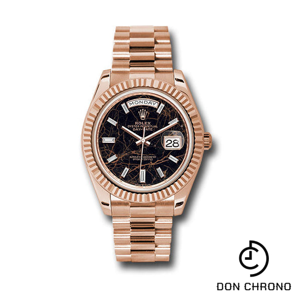 Rolex Everose Gold Day-Date 40 Watch - Fluted Bezel - Eisenkiesel Diamond Dial - President Bracelet - 228235 eidp