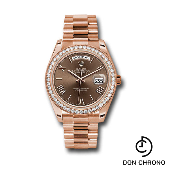 Rolex Everose Gold Day-Date 40 Watch - Everose Gold Bezel - Chocolate Bevelled Roman Dial - President Bracelet - 228345RBR chorp