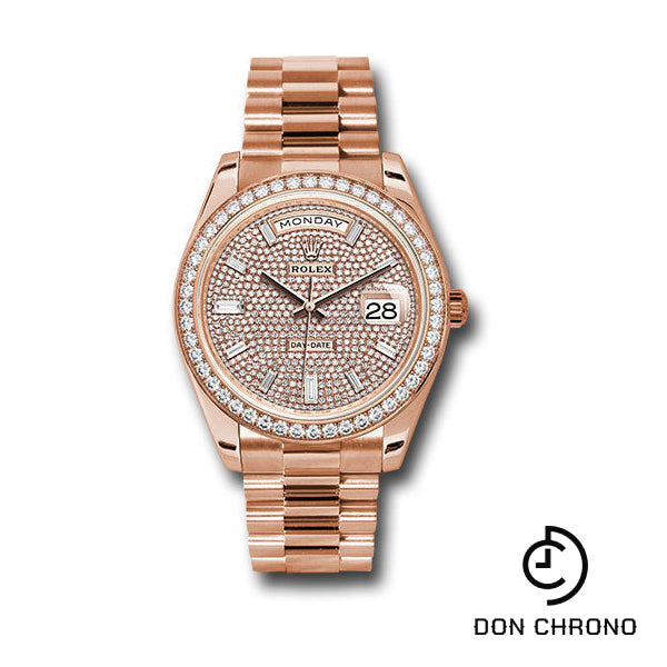 Rolex Everose Gold Day-Date 40 Watch - Everose Gold Bezel - Diamond Paved Dial - President Bracelet - 228345RBR dpbdp