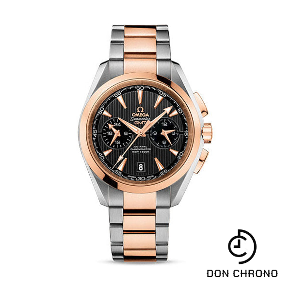 Omega Seamaster Aqua Terra 150 M Co-Axial GMT Chronograph Watch - 43 mm Steel And Red Gold Case - Grey Dial - Steel Bracelet - 231.20.43.52.06.001