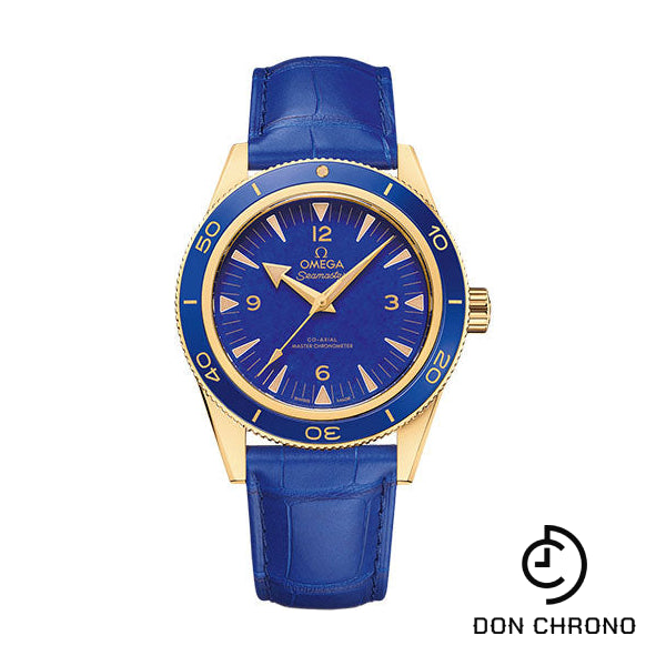 Omega Seamaster 300 Omega Co-Axial Master Chronometer - 41 mm Yellow Gold Case - Deep Blue Dial - Blue Leather Strap - 234.63.41.21.99.002