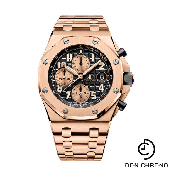 Audemars Piguet Royal Oak Offshore Selfwinding Chronograph Watch - 42mm - Pink Gold - Black Dial - Pink Gold Bracelet - 26470OR.OO.1000OR.03