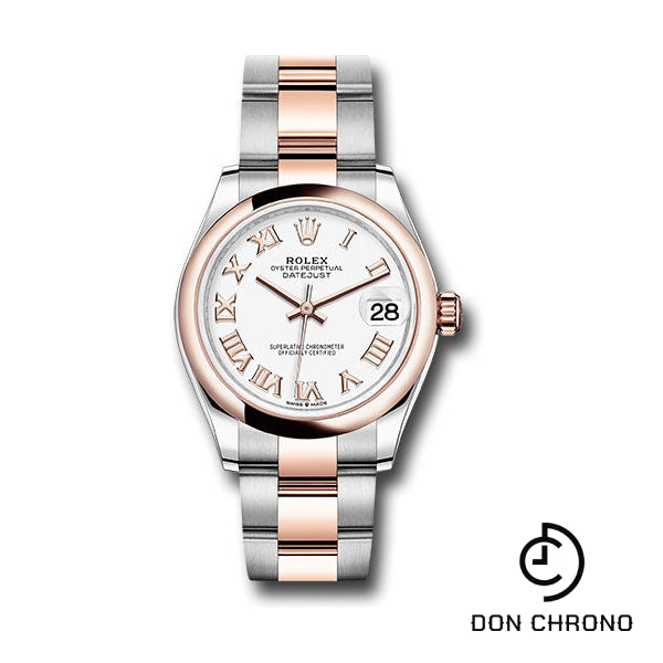 Rolex Steel and Everose Gold Datejust 31 Watch - Domed Bezel - RosŽ Index Dial - Oyster Bracelet - 278241 wro