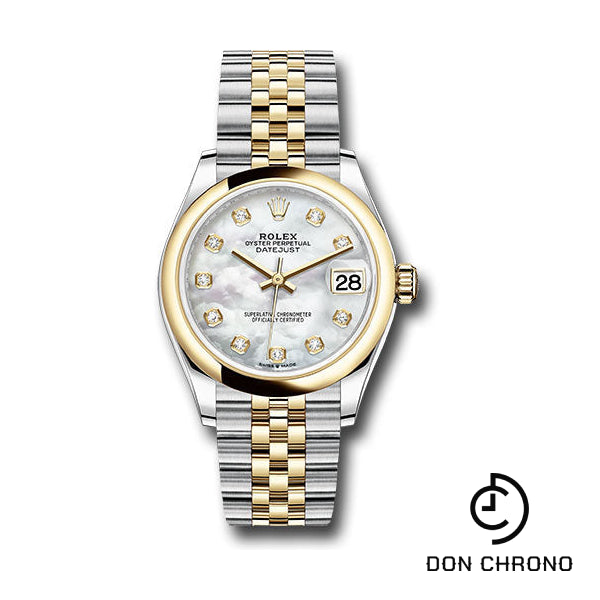 Rolex Steel and Yellow Gold Datejust 31 Watch - Domed Bezel - Mother-of-Pearl Diamond Dial - Jubilee Bracelet - 278243 mdj