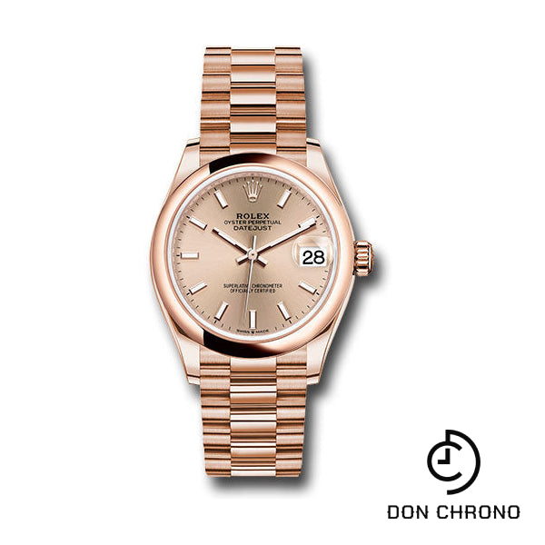 Rolex Everose Gold Datejust 31 Watch - Domed Bezel - RosŽ Index Dial - President Bracelet - 278245 rsip