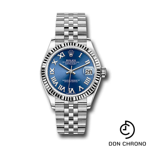 Rolex Steel and White Gold Datejust 31 Watch - Fluted Bezel - Blue Roman Dial - Jubilee Bracelet - 278274 blrj