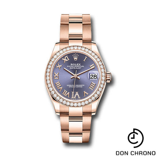 Rolex Everose Gold Datejust 31 Watch - Diamond Bezel - Aubergine Diamond Six Dial - Oyster Bracelet - 278285RBR aubdr6o