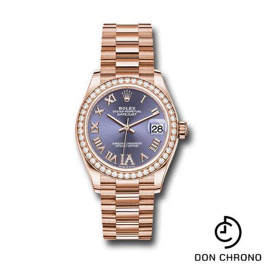 Rolex Everose Gold Datejust 31 Watch - Diamond Bezel - Aubergine Diamond Six Dial - President Bracelet - 278285RBR aubdr6p