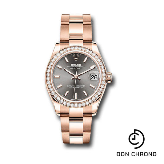 Rolex Everose Gold Datejust 31 Watch - Diamond Bezel - Rhodium Index Dial - Oyster Bracelet - 278285RBR dkrhio