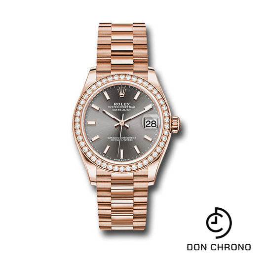 Rolex Everose Gold Datejust 31 Watch - Diamond Bezel - Rhodium Index Dial - President Bracelet - 278285RBR dkrhip