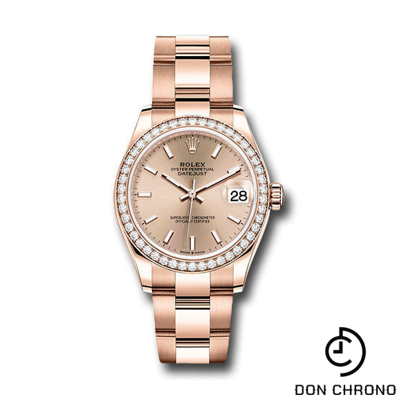 Rolex Everose Gold Datejust 31 Watch - Diamond Bezel - RosŽ Index Dial - Oyster Bracelet - 278285RBR rsio