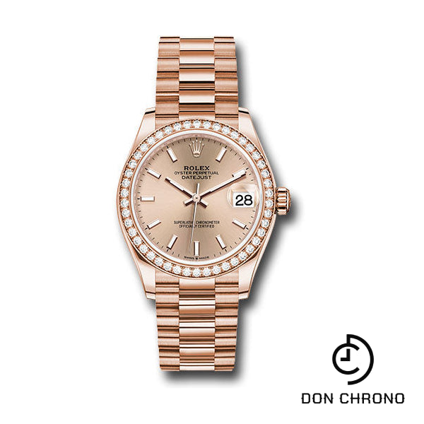Rolex Everose Gold Datejust 31 Watch - Diamond Bezel - RosŽ Index Dial - President Bracelet - 278285RBR rsip