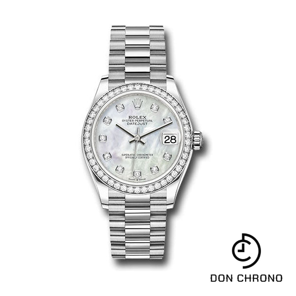 Rolex White Gold Datejust 31 Watch - Diamond Bezel - Mother-Of-Pearl Diamond Dial - President Bracelet - 278289RBR mdp