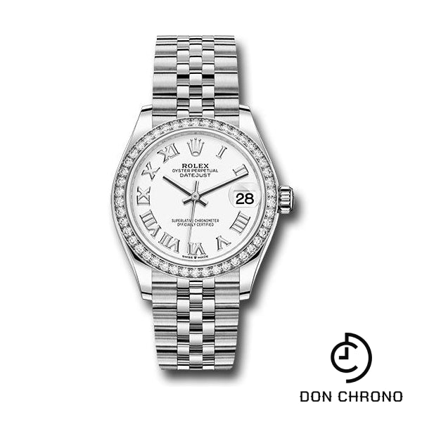 Rolex Steel and White Gold Datejust 31 Watch - Diamond Bezel - White Roman Dial - Jubilee Bracelet - 278384RBR wrj