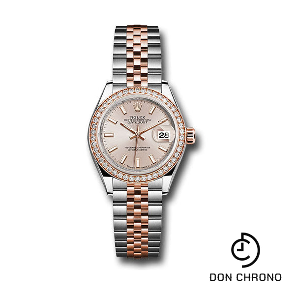 Rolex Steel and Everose Gold Rolesor Lady-Datejust 28 Watch - Diamond Bezel - Sundust Index Dial - Jubilee Bracelet - 279381RBR suij