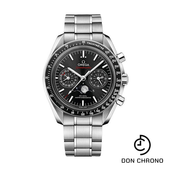 Omega Speedmaster Moonphase Master Chronometer Chronograph Watch - 44.25 mm Steel Case - Black Liquid Metal Bezel - Black Dial - 304.30.44.52.01.001