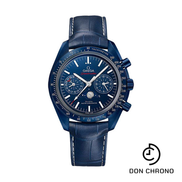 Omega Speedmaster Moonwatch Co-Axial Master Chronometer Moonphase Chronograph Blue Side Of The Moon Watch - 44.25 mm Blue Ceramic Case - Blue Ceramic Dial - Blue Leather Strap - 304.93.44.52.03.001