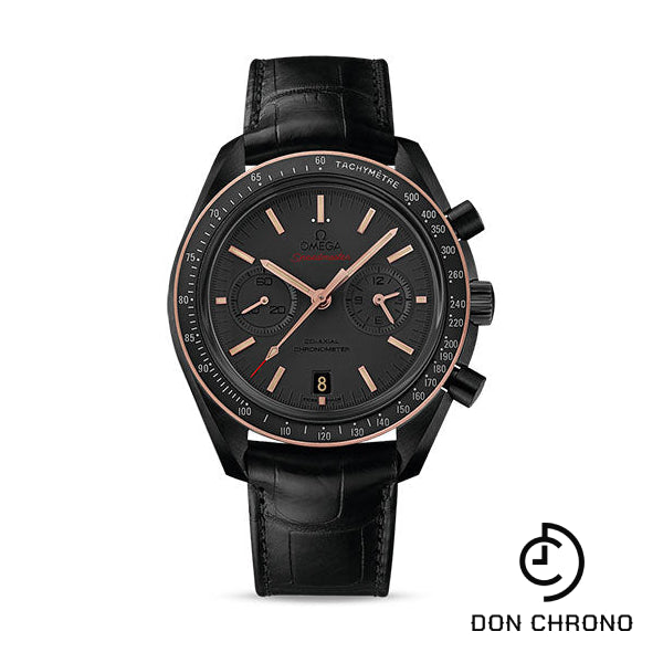 Omega Speedmaster Moonwatch Omega Co-Axial Chronograph Watch - 44.25 mm Black Ceramic Case - Sedna Gold Bezel - Grey Dial - Black Leather Strap - 311.63.44.51.06.001