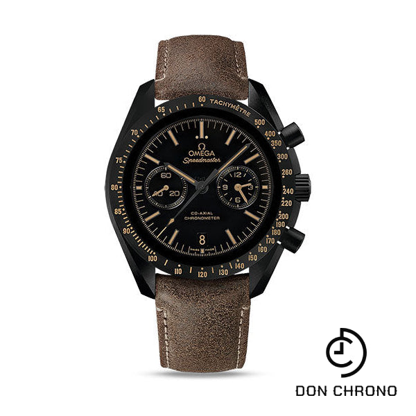 Omega Speedmaster Moonwatch Omega Co-Axial Chronograph Watch - 44.25 mm Black Ceramic Case - Black Dial - Brown Leather Strap - 311.92.44.51.01.006