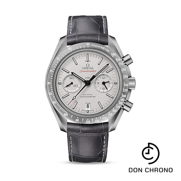 Omega Speedmaster Moonwatch Omega Co-Axial Chronograph Grey Side of the Moon Watch - 42.5 mm Grey Ceramic Case - Platinum Dial - Grey Leather Strap - 311.93.44.51.99.001